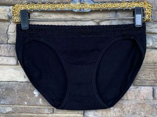 Hanes Black 6 M Cotton Bikini Panties Underwear Briefs Hi - Leg