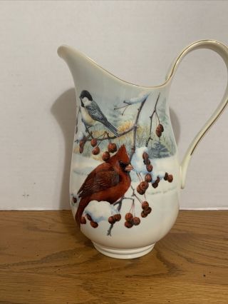 Lenox Winter Greetings Scenic 10 " Pitcher Christmas Fine Ivory China Exc Cond