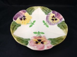 Choisy Le Roi Majolica Pansies Plate C 1900 8 " Decorative Flower Plate France