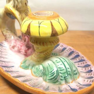 MAJOLICA CANDLE HOLDER MADE IN ITALY.  HEAD OF LION,  UNUSUAL 3