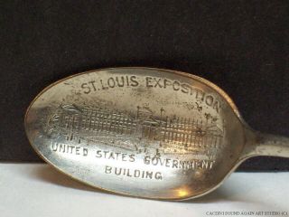 St Louis Expo Louisiana Purchase Us Government Building Small Spoon Silverplate