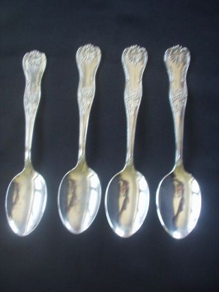 Set Of 4 Vintage Silver Plated Dessert Spoons Kings Pattern Italy 7.  75 "