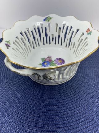 2nd’s Royal Copenhagen Reticulated Floral Bowl 1923 - 1934 Marked On Bottom.
