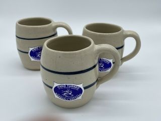 Vintage Marshall Pottery Mugs Hand Turned Set 3 Signed Coffee Tea Cups Handmade
