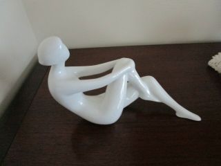 Royal Dux White Porcelain Nude Woman Figurine Statue Vintage