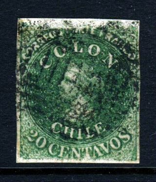 Chile 1861 20c Last London Printing Chile 12 Scott 13 Sg 33/35 Watermark 1