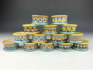 Set Of 14 Gialletti Giulio Dec.  A Mano Deruta Italian Porcelain Candle Holders
