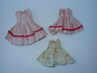 3 Tiny Depression Era Vintage Doll Dresses Very Cute 2 3/4 "