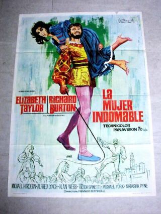 Taming Of The Shrew Vintage Movie Film Poster Richard Burton Elizabeth Taylor