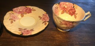 Vintage Aynsley Pale Pink With Cabbage Roses Teacup and Saucer - 3
