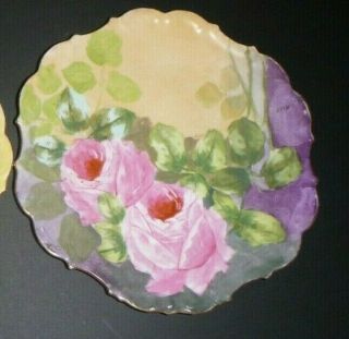 Antique Ldbc Flambeau Limoges France Hand Signed Roses 11 " Colorful Wall Plate