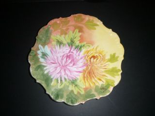 Antique Ldbc Flambeau Limoges France Hand Signed Asters 11 " Colorful Wall Plate