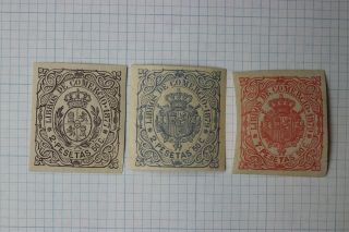 Spanish Antilles West Indies 1877 - 1879 Libros De Comercio Revenue Cb 52 68 70 Dl