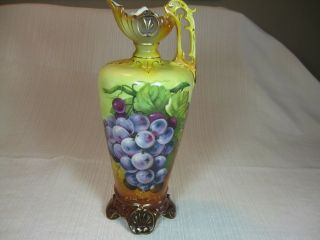 Robert Hanke Royal Wettina Austrian Pitcher/vase Hand Painted Grapes Gold Trim