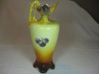 Robert Hanke Royal Wettina Austrian Pitcher/Vase Hand Painted Grapes Gold Trim 3