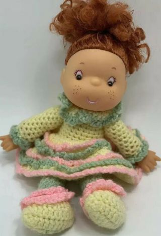 Vintage Strawberry Shortcake Knitted Crochet Doll Handmade Red Hair