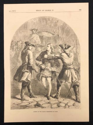 Antique 1873 Book Print Arrest Of The Young Pretender,  Bonnie Prince Charlie