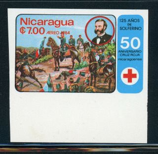 Nicaragua Mnh Specialized: Scott 1383 7c Red Cross Dunant Imperf Single $$$
