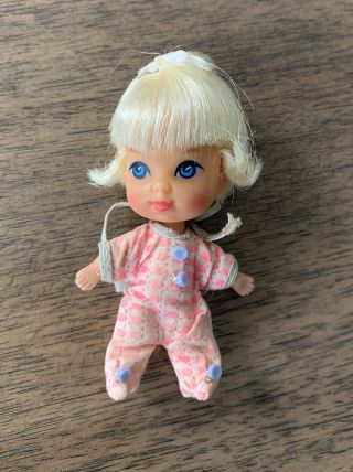 Vintage Liddle Kiddles Little Diddle 1965 Mattel Toy Doll & Outfit Blonde Blue