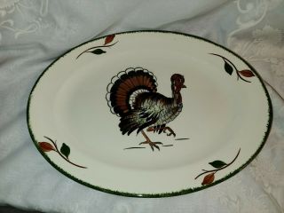 Blue Ridge Hand Painted Large Turkey Platter Vintage