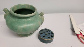 Vintage Brush Mccoy Pottery Vase Arts And Crafts Matte Green Slip,  Pottery Frog