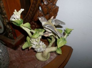 Large Vintage 222 Cybis Bird With Iris, .  Leaf Chipped