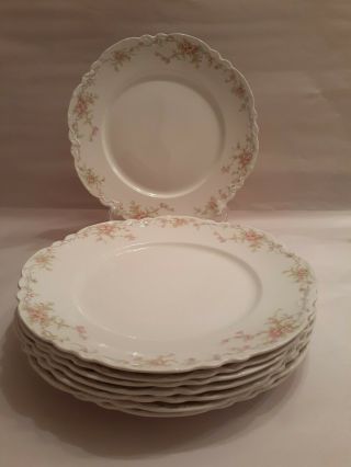Vintage Johnson Brothers England Dinner Plates,  Set Of 8,  Pink Rose 10 "
