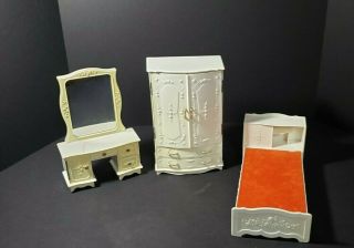 Vintage Ginny Doll Bedroom Set,  Vanity,  Bed And Armour.  Made In Japan