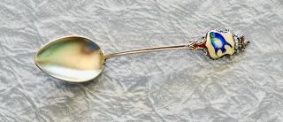 Vintage Sterling Silver Souvenir Spoon With Enamel Angelfish