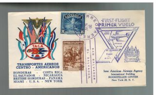 1943 El Salvador Taca Airlines First Flight Cover Ffc To Usa