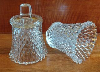 2 Clear Diamond Point Glass Peg Votive Sconce Candle Holders 3 - 1/2 " T,  2 - 7/8 " D