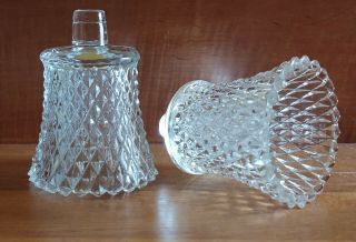 Set Of 2 Clear Diamond Point Glass Peg Votive Sconce Candle Holders