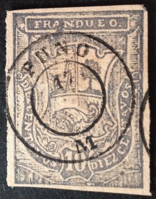 Peru 1885 Puno 17 Overprint On 10 Cent Grey Black Stamp Vfu