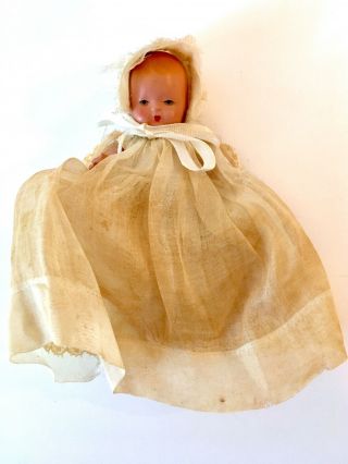 Vintage Nancy Ann Story Book Bisque Baby Doll 4 " Christening Dress Nasb