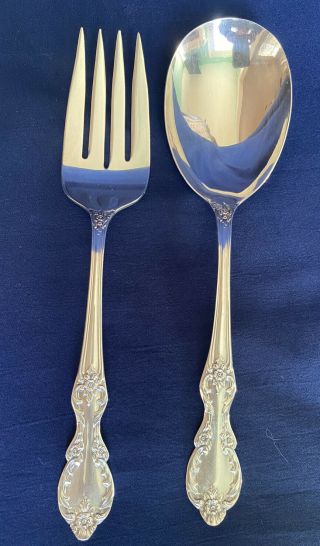 Wm Rogers Mfg Co Extra Plated Magnolia 2 Piece Serving Flatware Set Fork/spoon