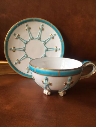 Vintage Bodley Tea Cup and Saucer with Gilt Decorations - Impressed Mark 2