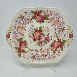 Copeland Spode Red Spode’s Aster Pattern Handled Cake Serving Plate