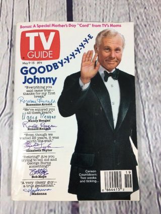 Vtg 1992 May 9 - 15 Tv Guide - Johnny Carson On Cover