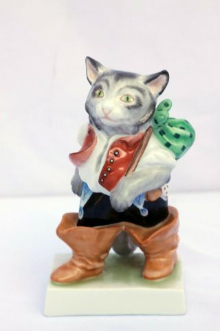 Herend Hungary Hp Porcelain Puss In Boots Cat Nursery Rhyme Figurine