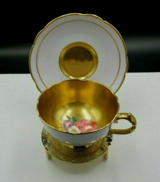 Paragon Demitasse Cup & Saucer " By Appointment To Hm Queen Mary " Lilac & Gold