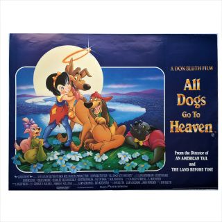 All Dogs Go To Heaven (1991) Rare Vintage 40 " X30 " Uk Quad Poster Don Bluth