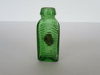 Antique 3 In One Oil Green Glass Sample Bottle
