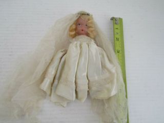 Vintage Doll Bisque Porcelain Painted Face Nancy Ann Storybook Bride Wedding
