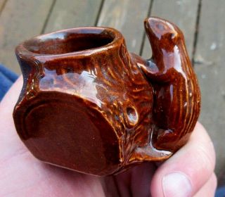 Red Wing Miniature Gopher On Log Football Game Souvenir Toothpick Stoneware Jug