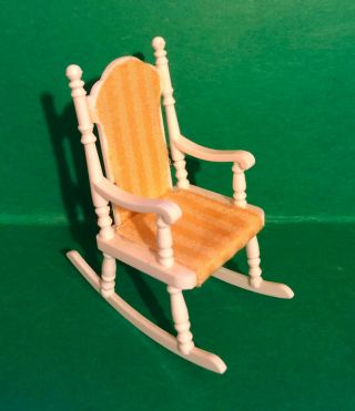 Vintage Lundby Dolls House Rocking Chair White & Gold