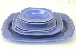 Vintage 6 - Pc Set Homer Laughlin Harlequin Riviera Muave Blue Plates