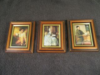3 Vintage Consort Pictures Silk Screen Prints In Wooden Frame Made In N Ireland