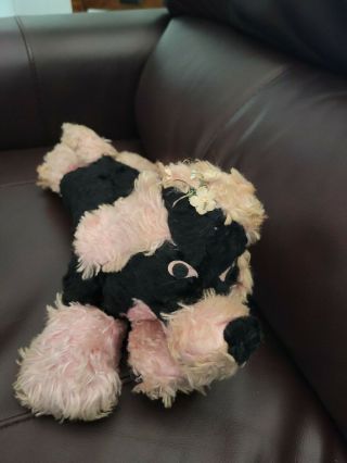 Vintage 1950s/60s 13 " Pink And Black French Poodle Dog Plush Stuffed Animal