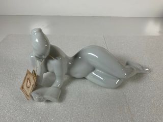 Royal Dux White Nude Woman Reading Book Figurine 741