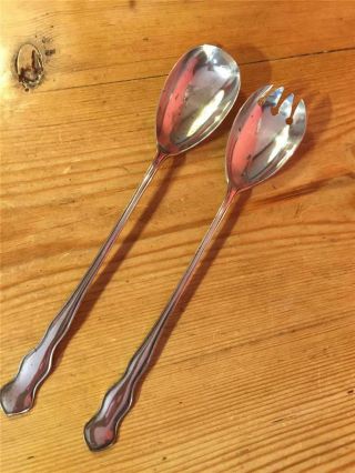 Antique Harrison & Fisher Silver Plated Epns Serving Salad Spoon & Fork